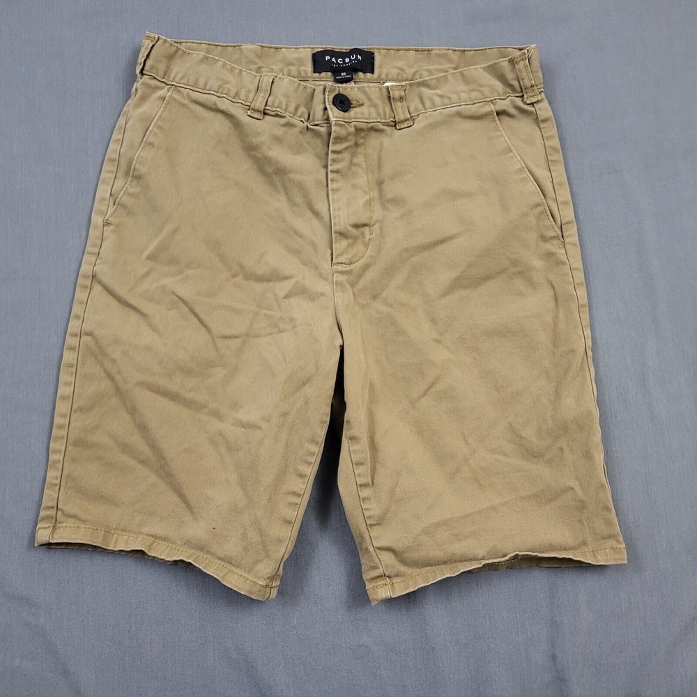 PacSun Mens Chino Shorts Size 30 Khaki Tan Casual Summer Skater Zip Fly Cotton‎